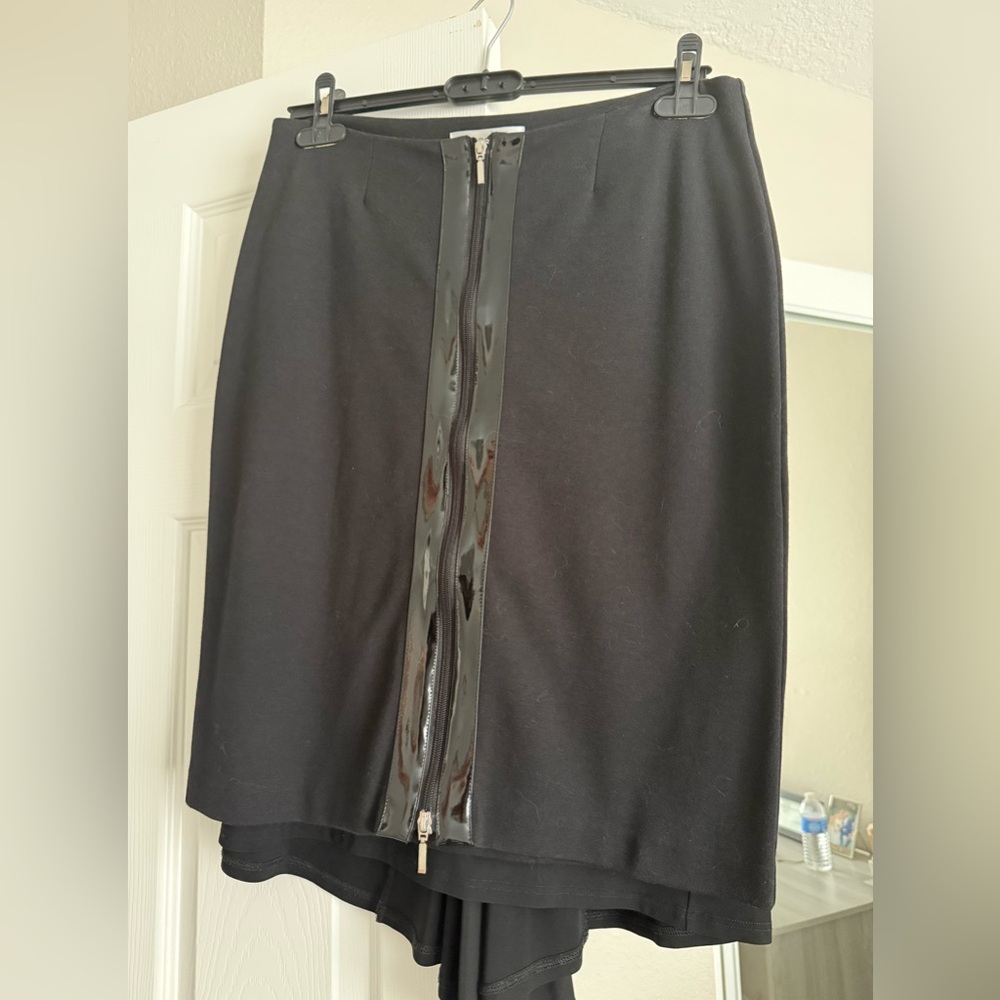 WD.NY Black Pencil Skirt with Glossy Zipper